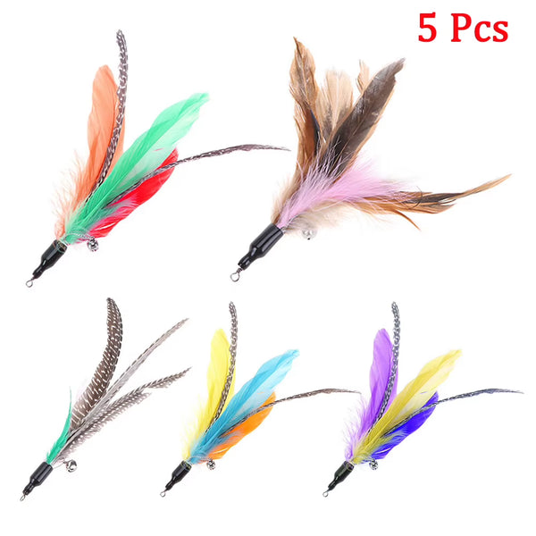 5-30 Pcs/Lot Random Colorful Cat Toys Feather Replacement Head Interactive Play Training Feather Refill Cat Wand Pet Products